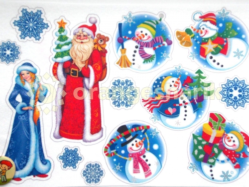 Печать - Дед Мороз, Снегурочка, снеговики